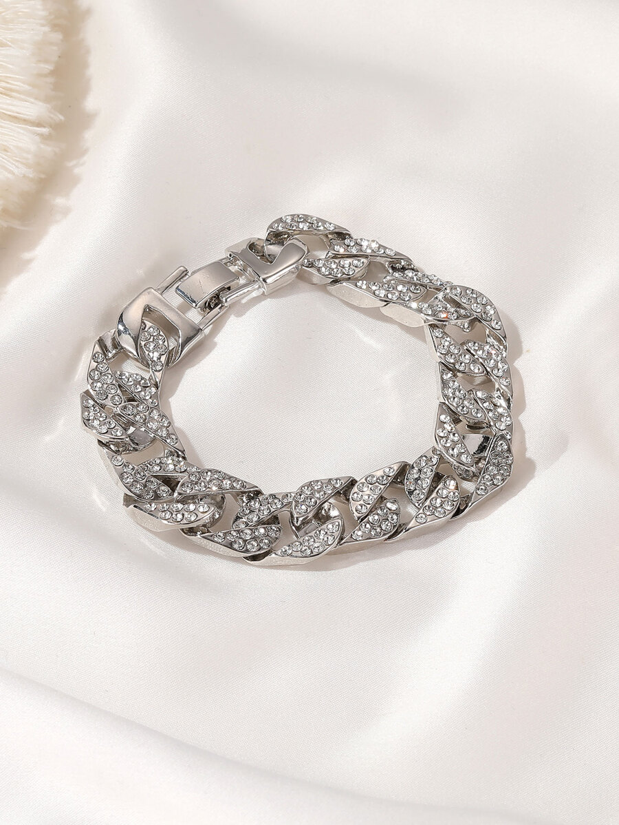 Pulsera de cadena con diamante de imitación - Plateado - Ver 1