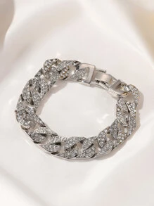 水鑽裝飾鏈條手鐲 - 銀色 - 查看 2