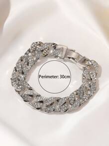 水鑽裝飾鏈條手鐲 - 銀色 - 查看 3