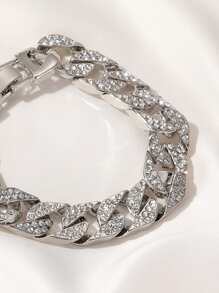 水鑽裝飾鏈條手鐲 - 銀色 - 查看 4