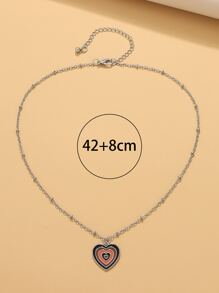 愛心掛飾項鍊 - 銀色 - 查看 4