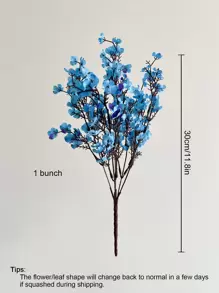 1支/3支塑料仿真花束，樱花仿真花满天星，现代仿真花组合，家居装饰，假植物，秋季装饰，房间，书桌，花园装饰，房间装饰用品，情人节，生日毕业礼物 - 藍色 - 查看 2