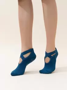 女藍色運動瑜珈襪