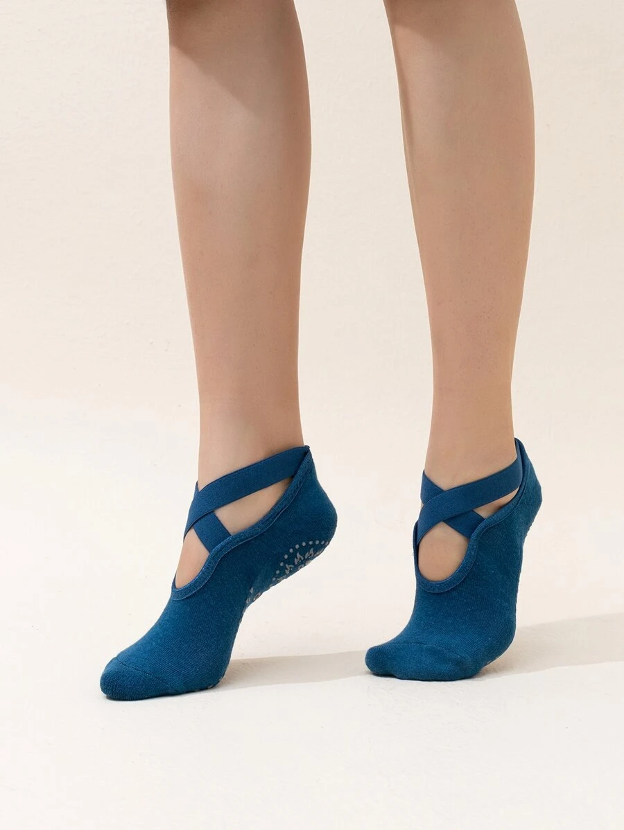 女藍色運動瑜珈襪