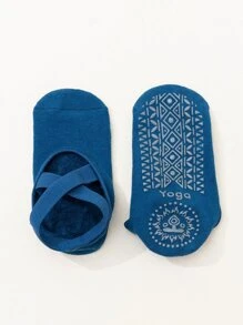 女藍色運動瑜珈襪