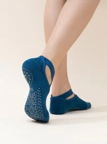 女藍色運動瑜珈襪