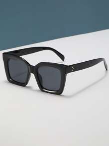 1 Pair Classic Square Large Frame Unisex Fashion Sunglasses, Suitable For Outings, Travel, Summer Accessories, Sports Style, Driving, Festivals, Beach, Music Festivals, Vacations, Family Outings, UV Protection, Golf, Hiking, Elegant Dress, Streetwear Accessories, Vacation Atmosphere, Sports, Parties, Outdoor Activities, Street Style, Fishing, Holidays, Sun Protection, Vacation - Black - View 2