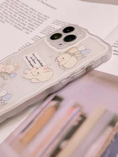 Coque de téléphone à motif de lapin de dessin animé, Compatible avec iPhone15/15Plus/15Pro/15Promax