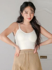 DAZY Sujetador unicolor tejido de canalé - Blanco - Ver 3