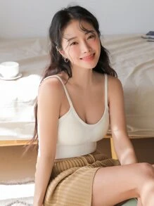 DAZY Sujetador unicolor tejido de canalé - Blanco - Ver 6