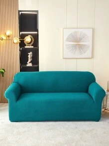 Solid Color Stretchy Sofa Slipcover - Green - View 1