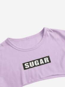 SHEIN Girls Letter Graphic Crop Tee & Cami Top - Multicolor - View 3