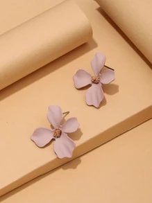 花朵設計耳釘 - 粉色 - 查看 3