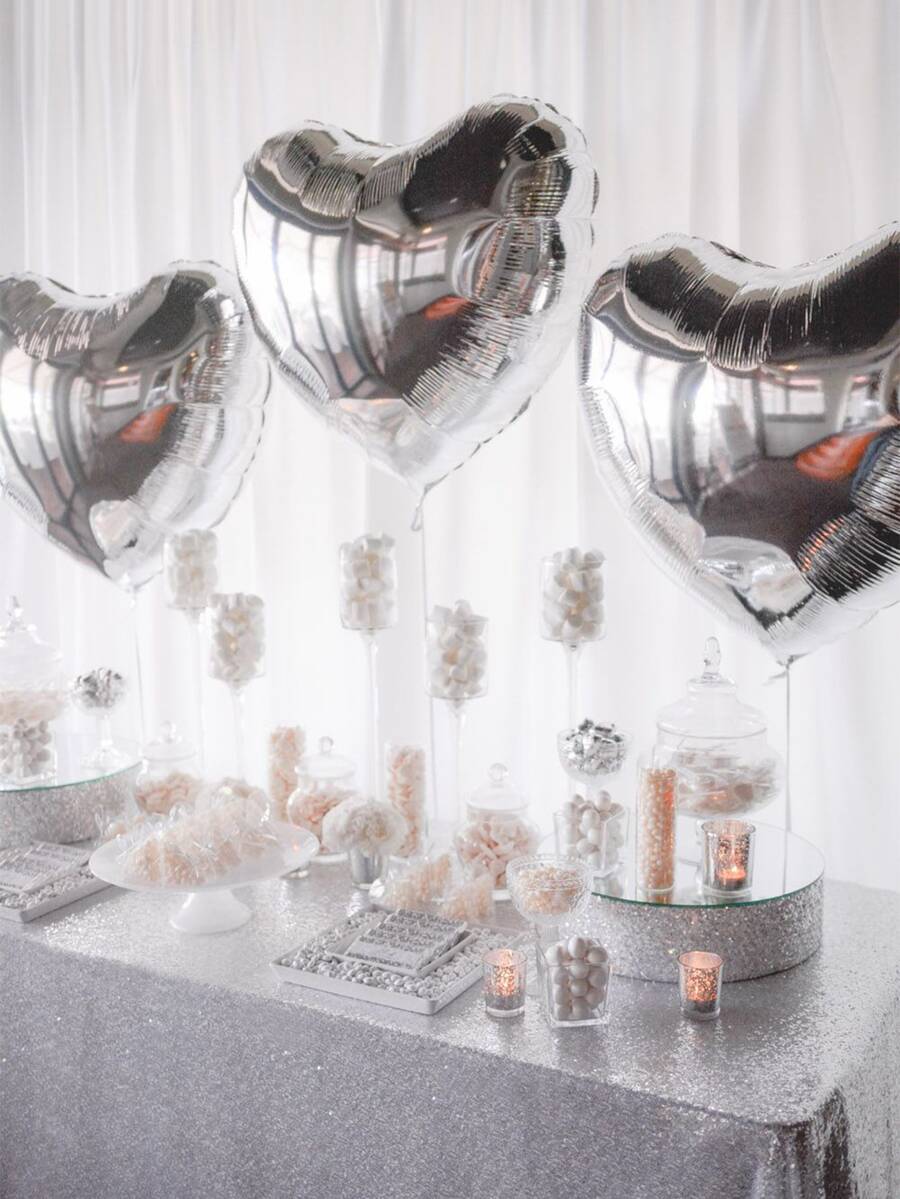 5 piezas en forma de corazón globo - Plateado - Ver 1