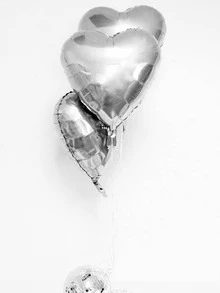 5 piezas en forma de corazón globo - Plateado - Ver 2