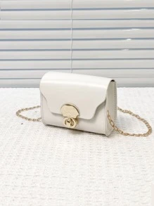 女孩扭鎖翻蓋鏈條方包 - 白色 - 查看 2