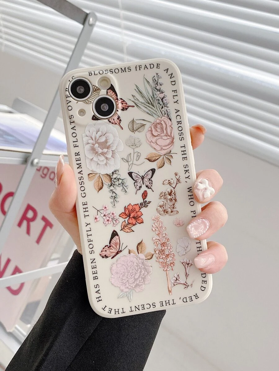 Hộp đựng điện thoại in hình bướm và hoa - Nhiều màu - Xem 1