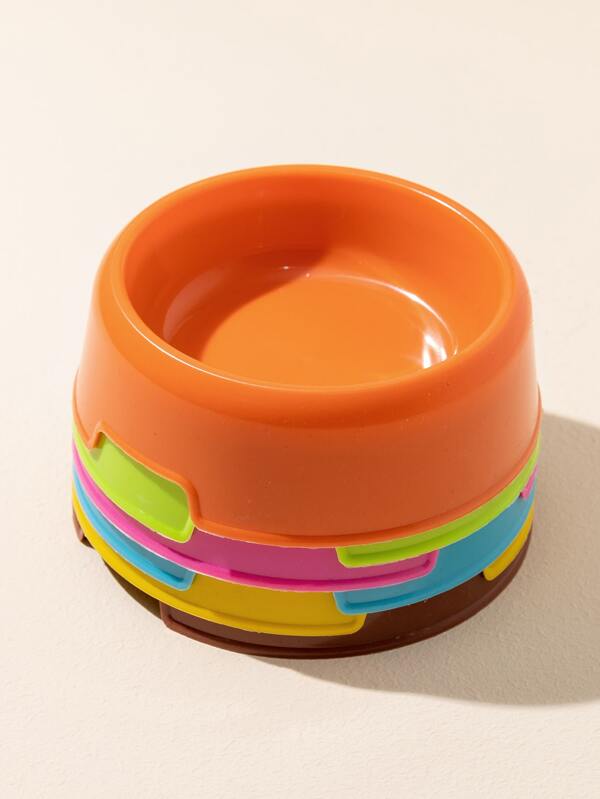 1pc Random Color Pet Bowl, Cat & Dog Plastic Feeding Bowl For Cat And