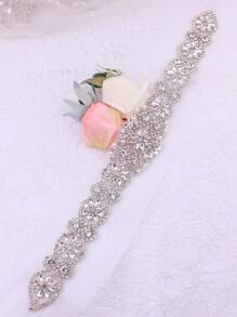 1pc Bridal Wedding Dress Belt, Luxurious Rhinestone Waistband, Delicate Sparkle Dress Accessory For Wedding & Evening Party - Clear - View 2