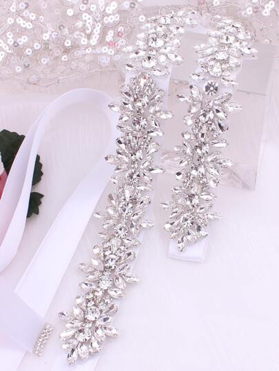 1pc New Arrival Satin Ribbon Belt Bridal Full Rhinestone Waistband Luxuriant Bridal Sash For Wedding Party Elegant