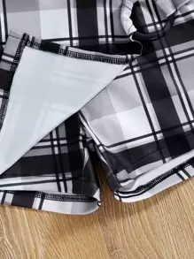 SHEIN Bộ thời trang bé gái Bất đối xứng Gân đan Sọc ca rô Ăn mặc đẹp - Nhiều màu - Xem 4