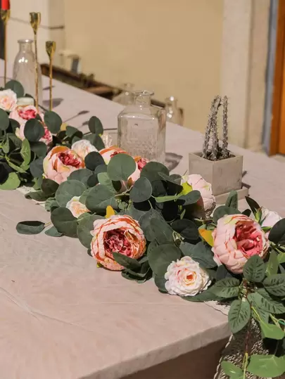 1 件人造牡丹藤，1.8 米人造花环，适用于家居装饰、假植物、秋季装饰、房间、书桌、花园装饰、房间装饰用品、情人节、礼物