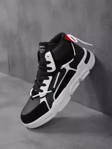 男士防滑耐用高筒休閒運動鞋，男鞋潮流滑板鞋