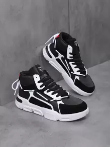 男士防滑耐用高筒休閒運動鞋，男鞋潮流滑板鞋