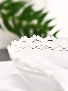 1pc Romantic Lace Edged Round Tablecloth, Suitable For Home Decor And Holidays - White - View 4