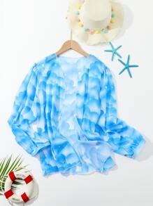 青少年女孩紮染和服罩衫