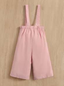 SHEIN Baby Plicated Detail Pinafore Trousers - Baby Pink - View 2