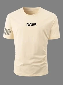 Manfinity Homme Men Letter Graphic Short Sleeve Tee - Khaki - View 5