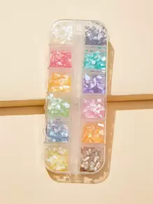 12色高端美甲装饰珠彩色贝壳片美甲配件收纳盒（12格）DIY指甲饰物美甲宝石美甲用品指甲 - 彩色 - 查看 2