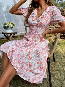 Vestido Volante todo estampado Casual - Multicolor - Ver 1