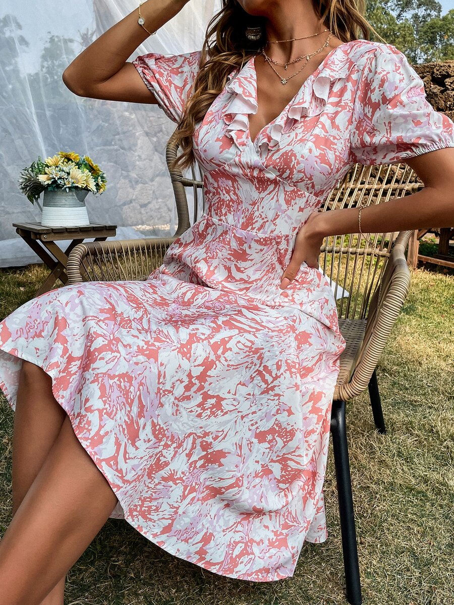 Vestido Volante todo estampado Casual - Multicolor - Ver 1