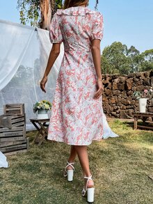 Vestido Volante todo estampado Casual - Multicolor - Ver 2