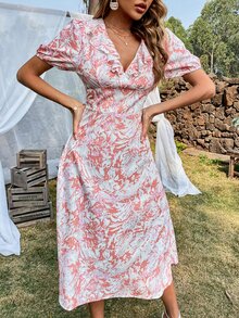 Vestido Volante todo estampado Casual - Multicolor - Ver 4