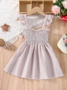 Đầm bé gái Xù Dải chun Sọc Dễ thương - Hồng - Xem 2