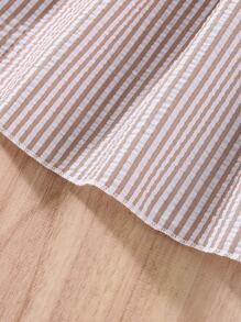 Đầm bé gái Xù Dải chun Sọc Dễ thương - Hồng - Xem 3