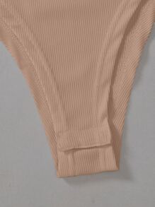 SHEIN Essnce Summer Solid Ribbed Sleeveless Bodysuit - Camel - View 3