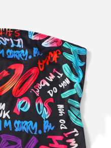 SHEIN EZwear Plus Letter Graphic Tube Unitard Romper - Multicolor - View 4