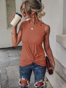SHEIN Unity Top tank con abertura bajo girante - Marrón - Ver 1