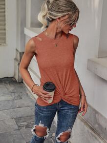 SHEIN Unity Top tank con abertura bajo girante - Marrón - Ver 3