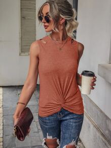 SHEIN Unity Top tank con abertura bajo girante - Marrón - Ver 4