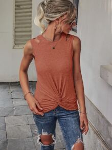 SHEIN Unity Top tank con abertura bajo girante - Marrón - Ver 5