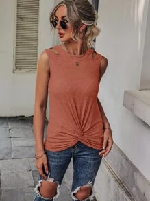 SHEIN Unity Top tank con abertura bajo girante - Marrón - Ver 6