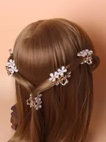 Flori decor gheare de păr elegante gheare agrafe de păr agrafe de păr maxilar agrafe cleme de păr păr ambreiaj agrafe de păr, chestii de școală, accesorii de păr de toamnă și iarnă pentru femei pentru ținute de vacanță femeie - alb - Vizualizare 6