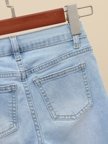 Jeans casuales de niña joven, elásticos y rotos, todo a juego y versátiles - Lavado ligero - Ver 4