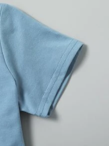 SHEIN Toddler Boys Colour Block Letter Graphic Tee & Shorts - Multicolor - View 4