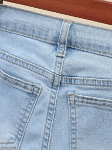 Jeans casuales de niña joven, elásticos y rotos, todo a juego y versátiles - Lavado ligero - Ver 5